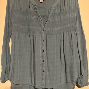 Women's Blue Button-Up Top